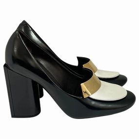 Shoes Heels Block By ROCHAS In Black & White, Size:8 Slip On Design