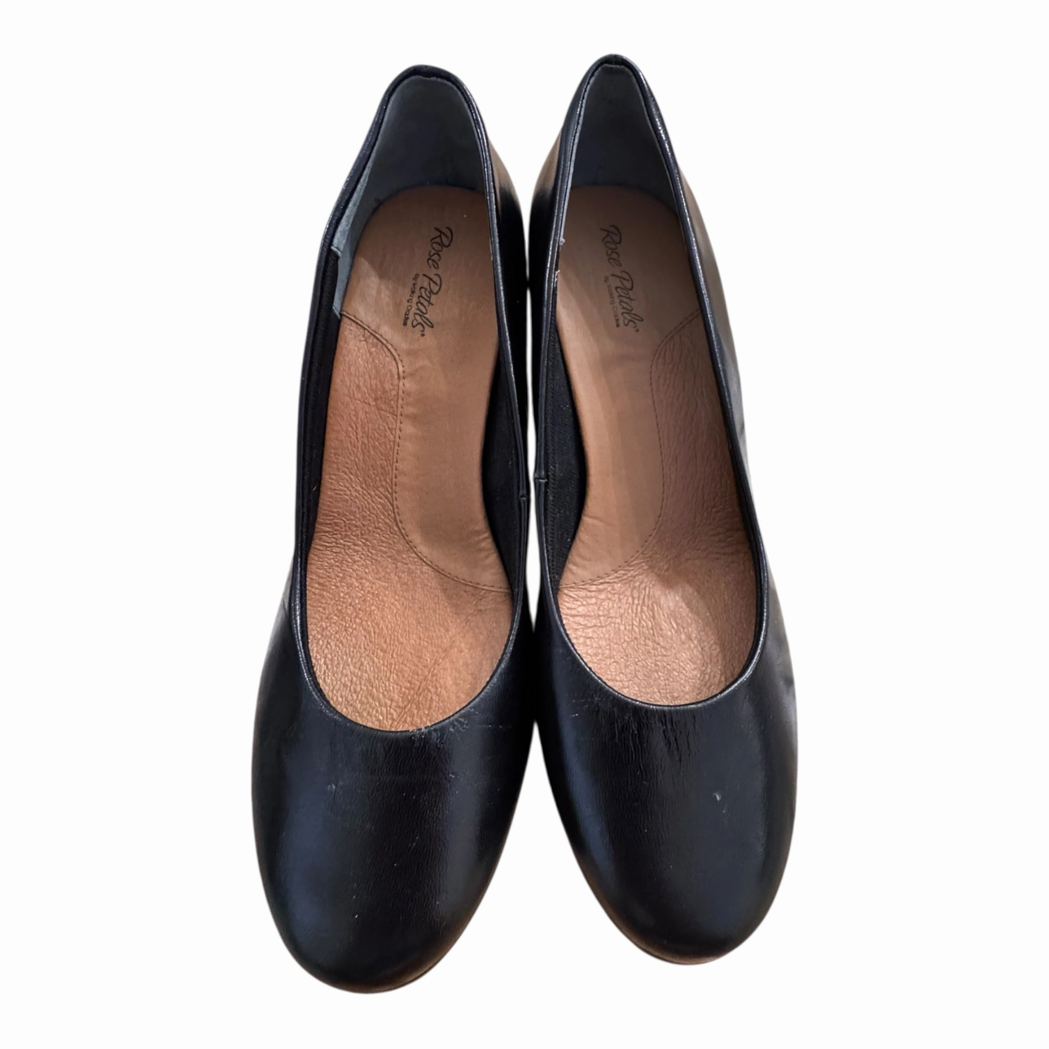 Shoes Heels Block By ROSE PETALS In Black, Size:8.5 Ankle Strap Heels Comfortable High Heels