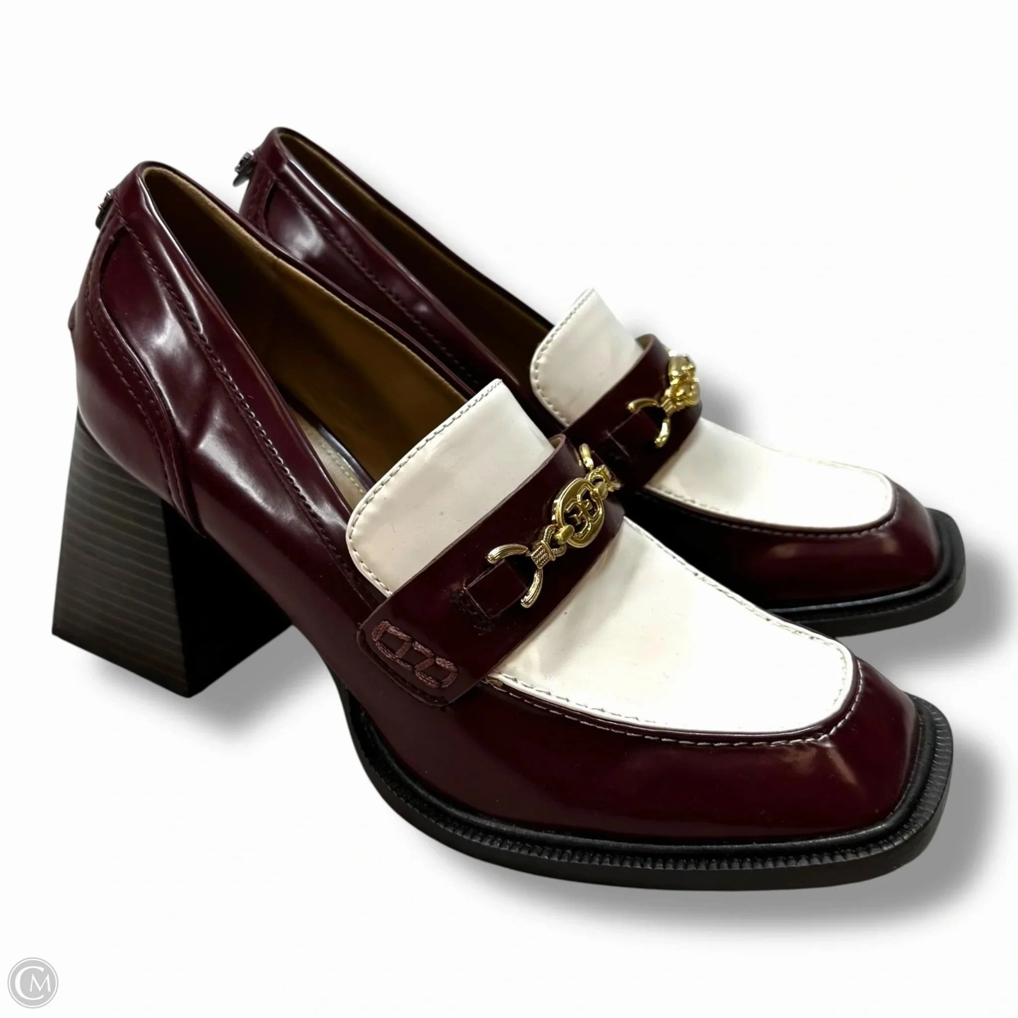 Open Toe Evening Pumps Brunch Look Shoes Heels Block By Sam Edelman In Maroon, Size: 8