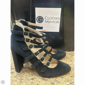 Boho Wedding Heels Lace Up Shoes Heels Block By Vince Camuto In Black, Size: 8.5