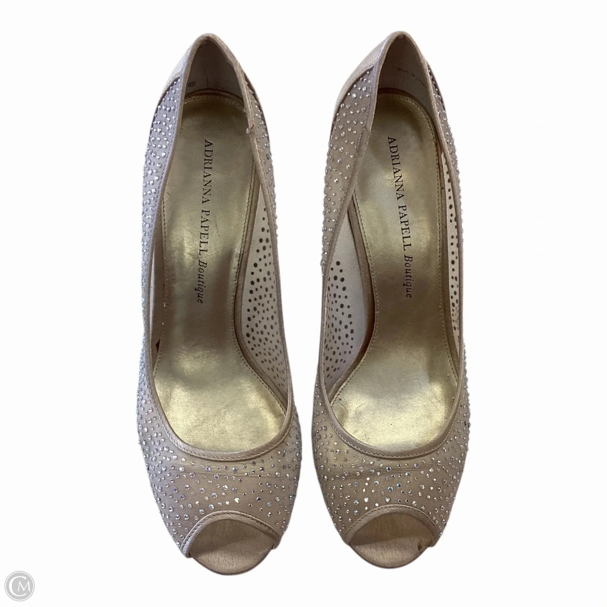 Shoes Heels Stiletto By Adrianna Papell In Gold, Size: 9.5 Bridal Stiletto Shoes Metallic Heels