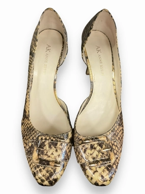 Bridal Footwear Satin Wedding Shoes Shoes Heels Stiletto By Anne Klein In Snakeskin Print, Size: 7.5