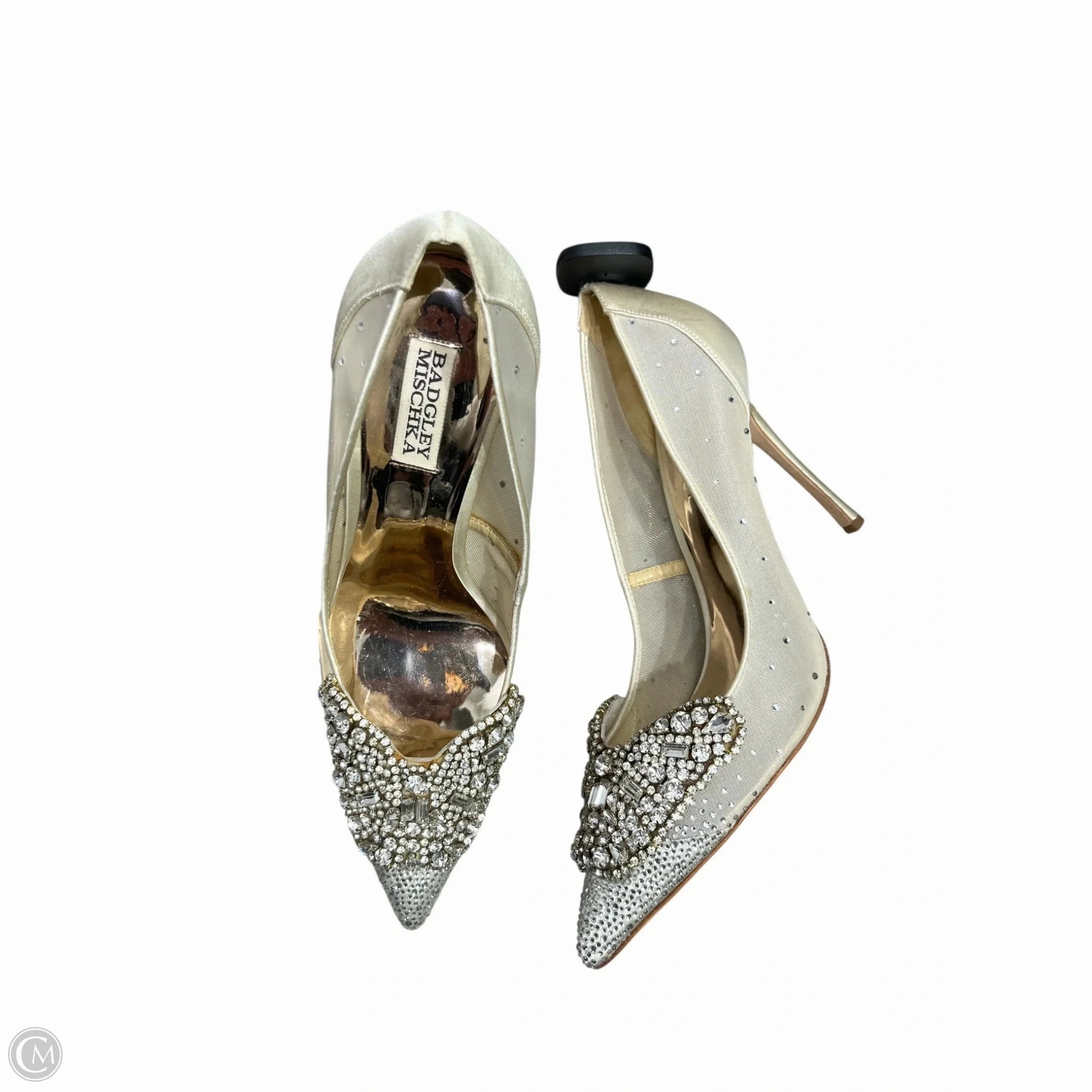 Footwear Style Shoes Heels Stiletto By Badgley Mischka In Cream & Silver, Size: 10