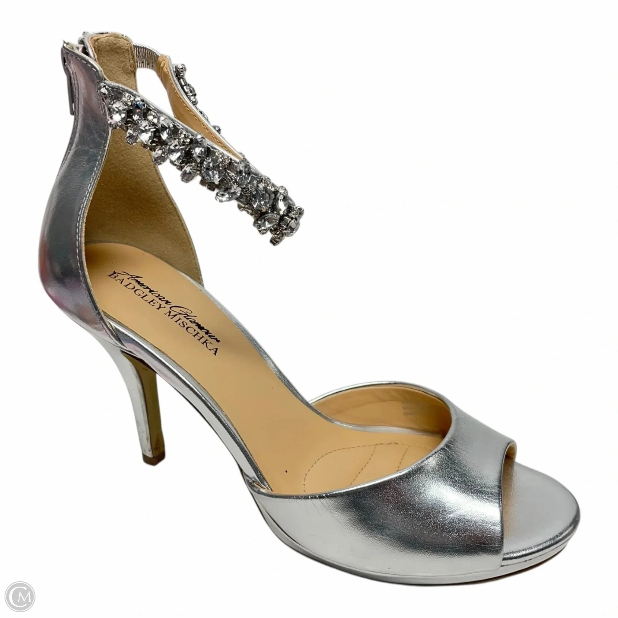 Shoes Heels Stiletto By Badgley Mischka In Silver & Tan, Size: 9 Luxe Boots with Heels
