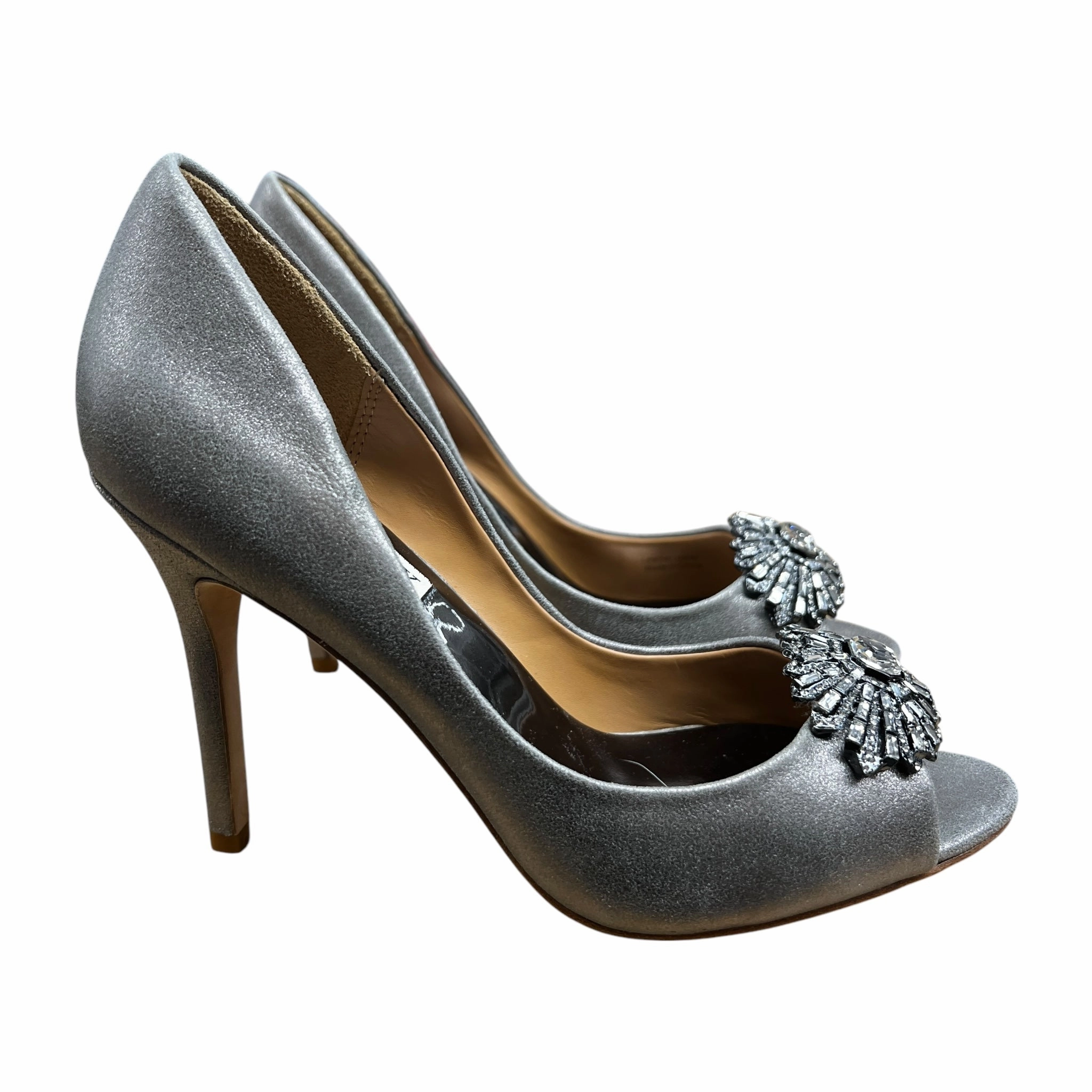 Shoes Heels Stiletto By Badgley Mischka In Silver, Size:6 Elegant Wedding Party Shoes