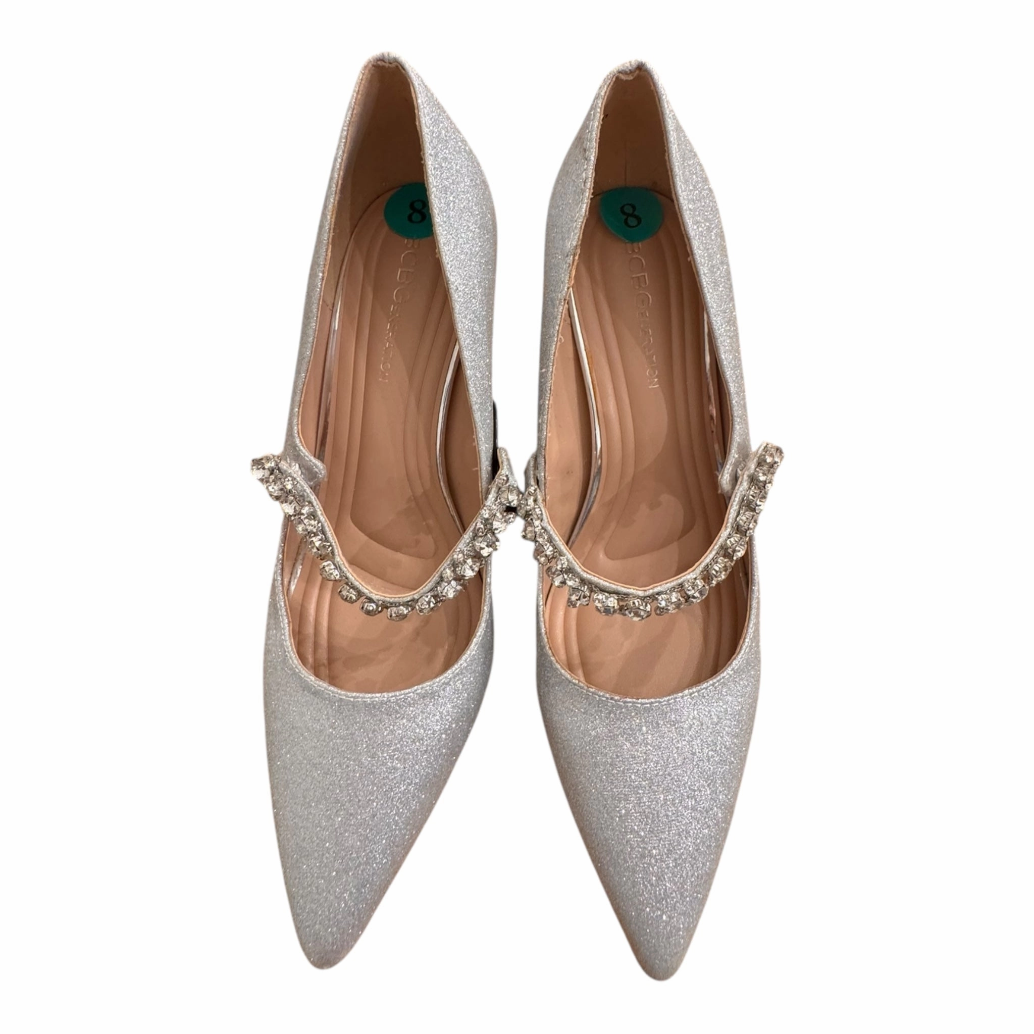 Shoes Heels Stiletto By Bcbgeneration In Silver, Size:8 Luxury Wedding Pumps