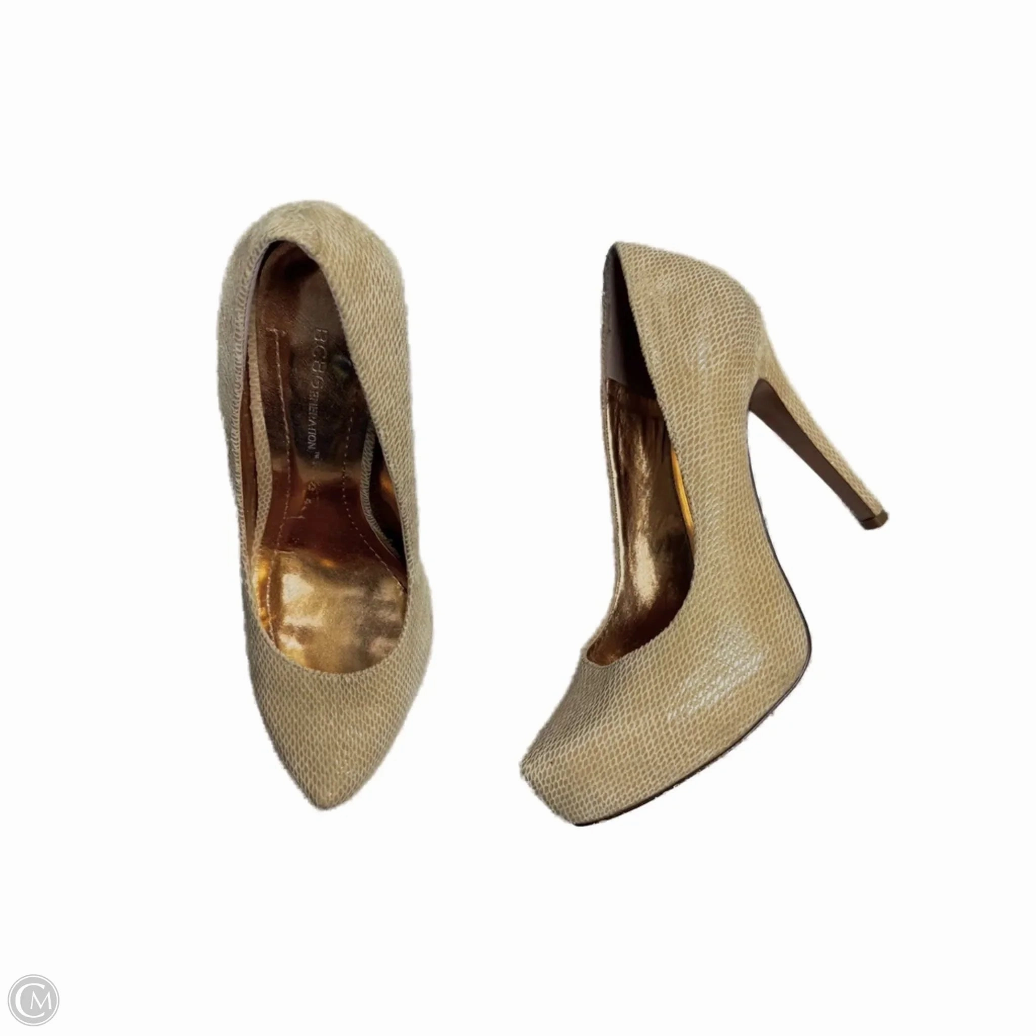 Soft Leather Shoes Heels Stiletto By Bcbgeneration In Snakeskin Print, Size: 7
