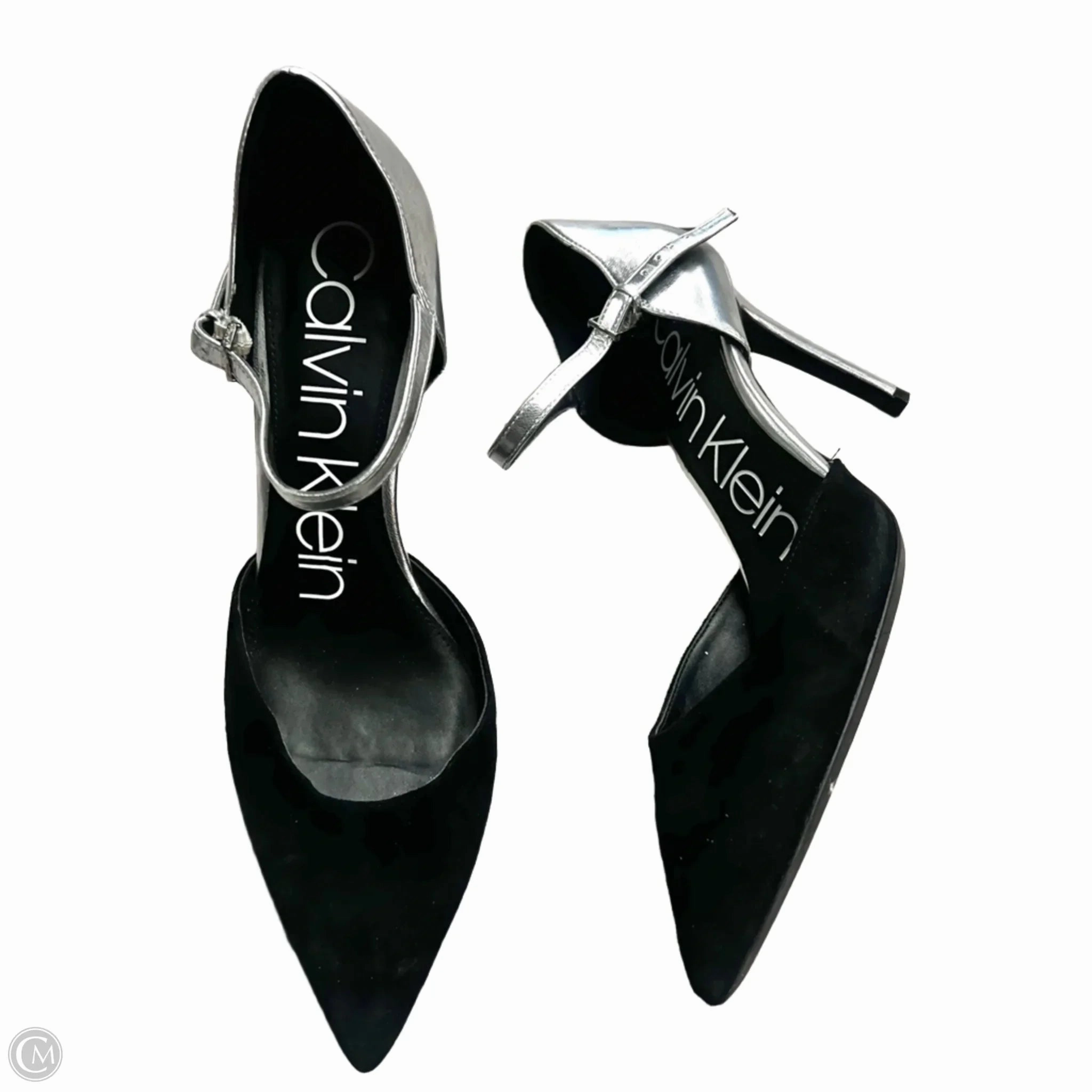 Fresh Detail Shoes Heels Stiletto By Calvin Klein In Black & Silver, Size: 8.5