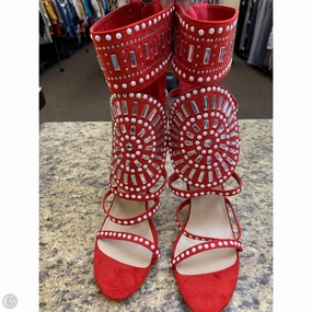 Chic Designer Heels Breathable Design Shoes Heels Stiletto By Clothes Mentor In Red, Size: 11