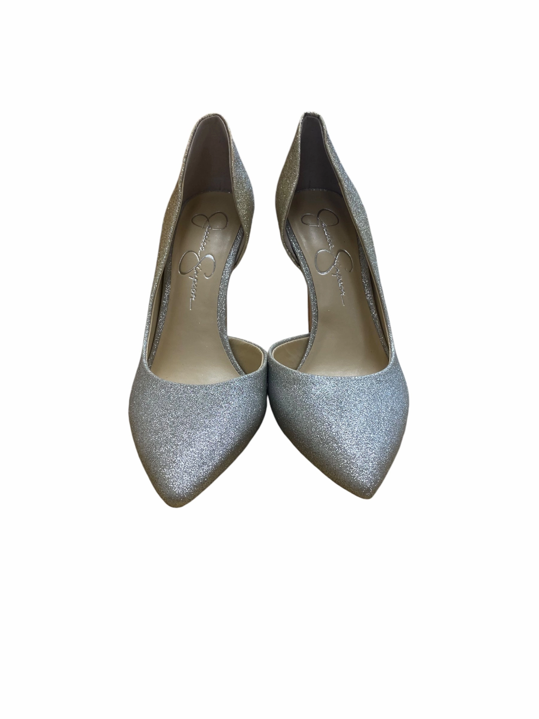 Shoes Heels Stiletto By Jessica Simpson In Silver, Size: 7 synthetic material