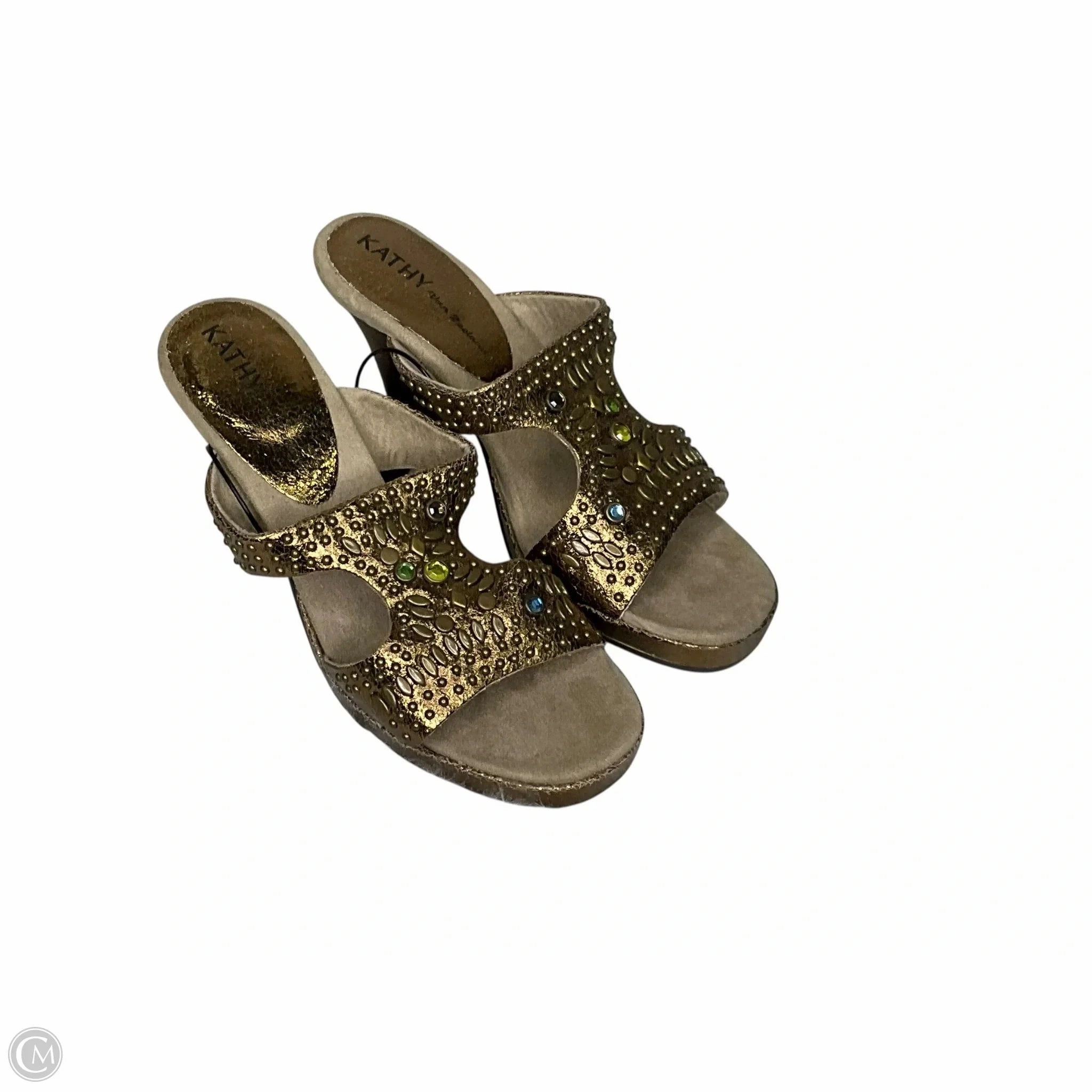 Shoes Heels Stiletto By Kathy Van Zeeland In Gold & Tan, Size: 7.5 Sleek Leather Pumps