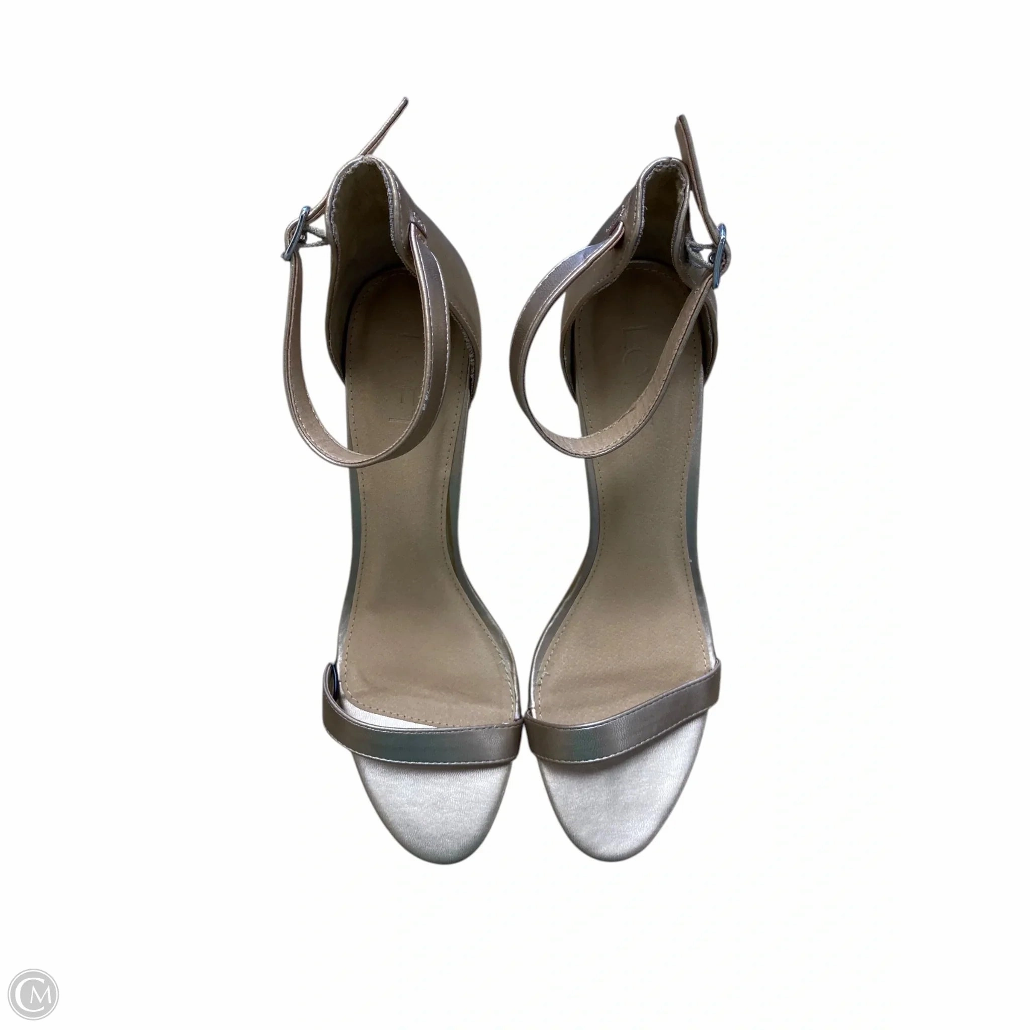 Understated Chic Ankle Support Shoes Heels Stiletto By Loft In Gold, Size: 8.5