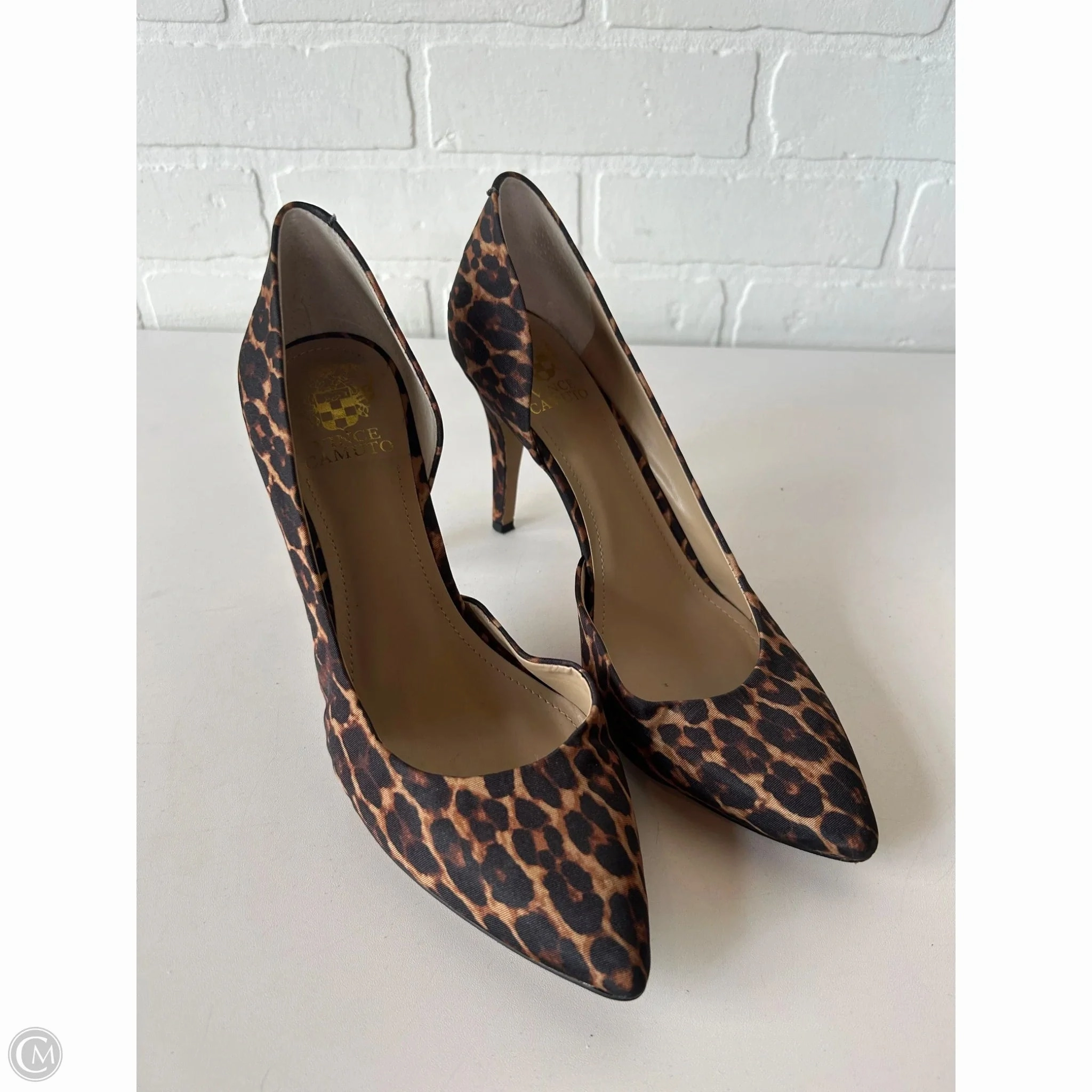 Strappy Heeled Sandals Shoes Heels Stiletto By Vince Camuto In Animal Print, Size: 9