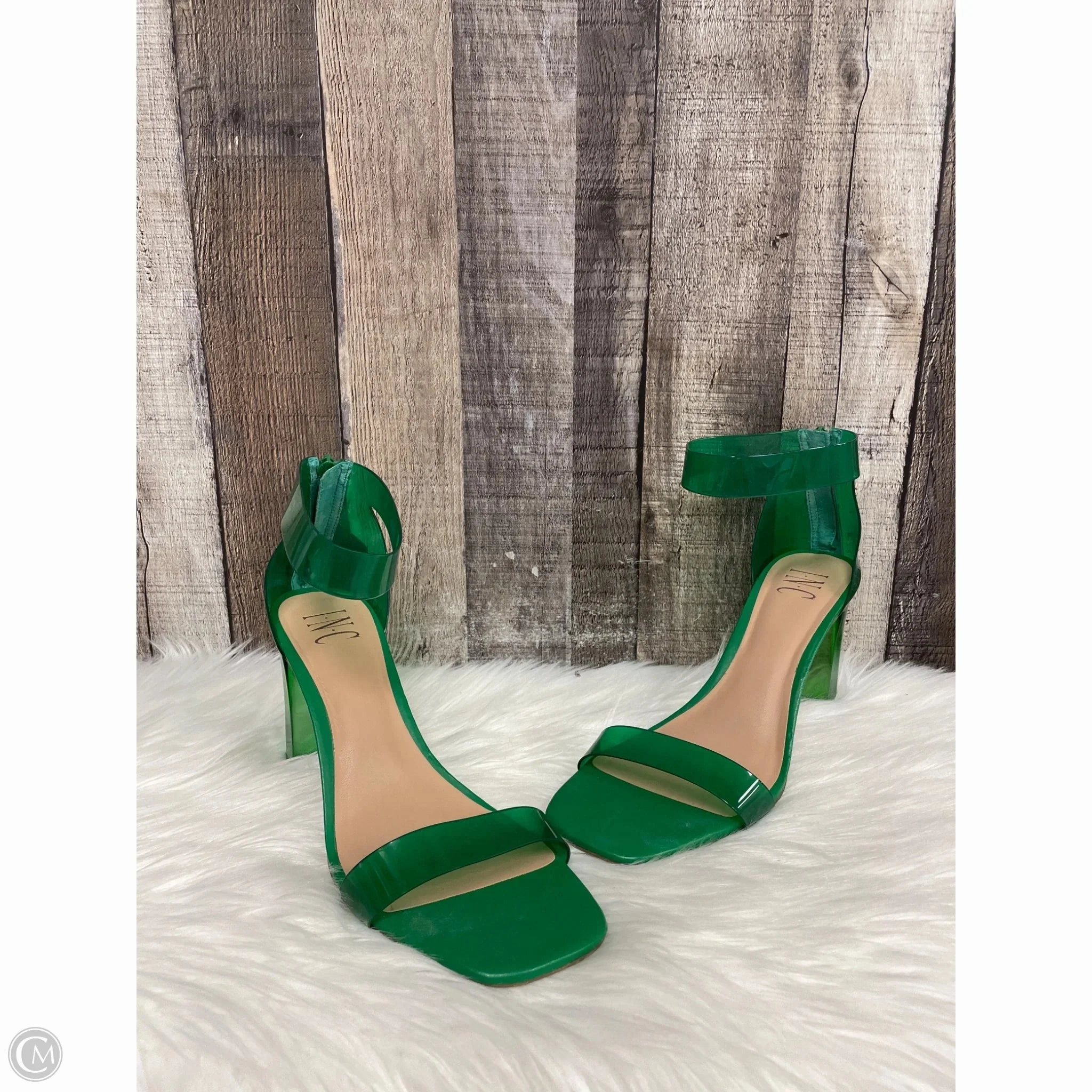 Natural Material Shoes Heels Block By Inc In Green, Size: 10