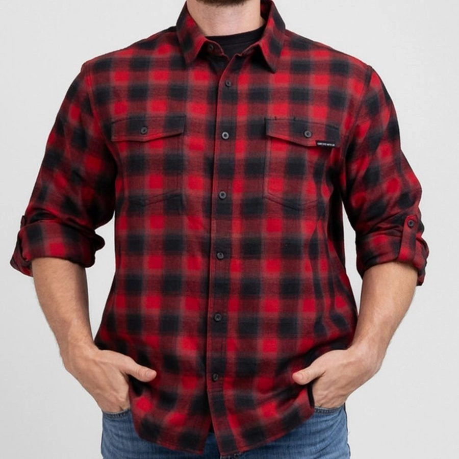 Beach Vacation Cozy Apparel Men's Premium Plaid Flannel - Red