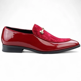 Soft Leather Slip-ons Men??s Smart Red Loafers Leather Lined Velvet Slip-On Shoes