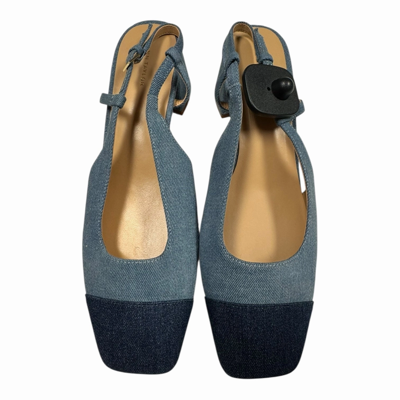 Shoes Heels Block By Ann Taylor In Blue Denim, Size:10 Slip-On Pumps