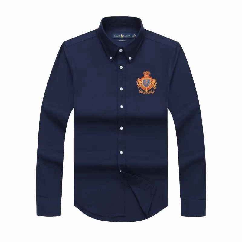 Embroidered Polo Ralph Lauren Badge Long Sleeve Navy Oxford Shirt birthday party