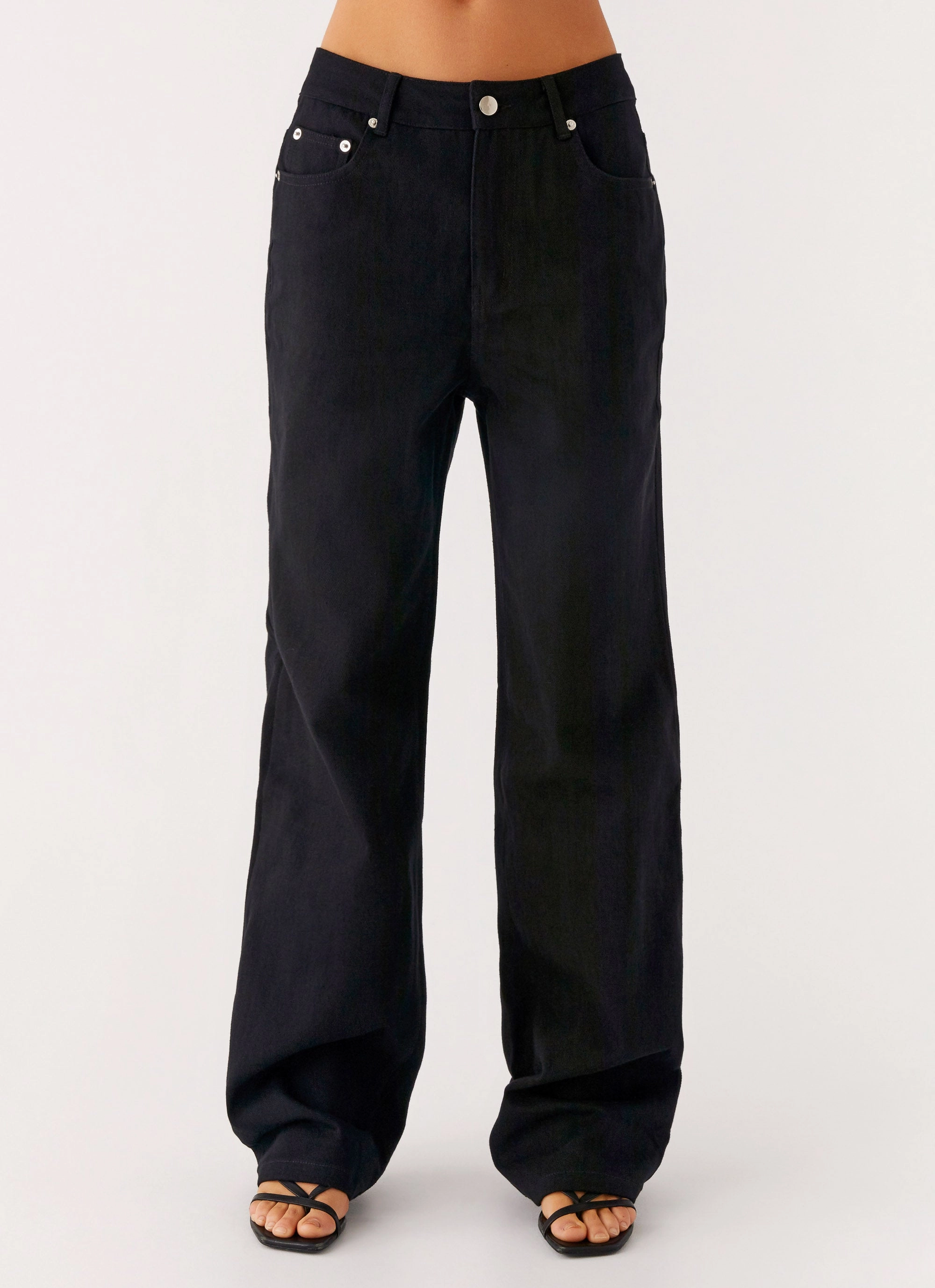 Relaxed Cut Back Again Straight Leg Denim Jeans - Black