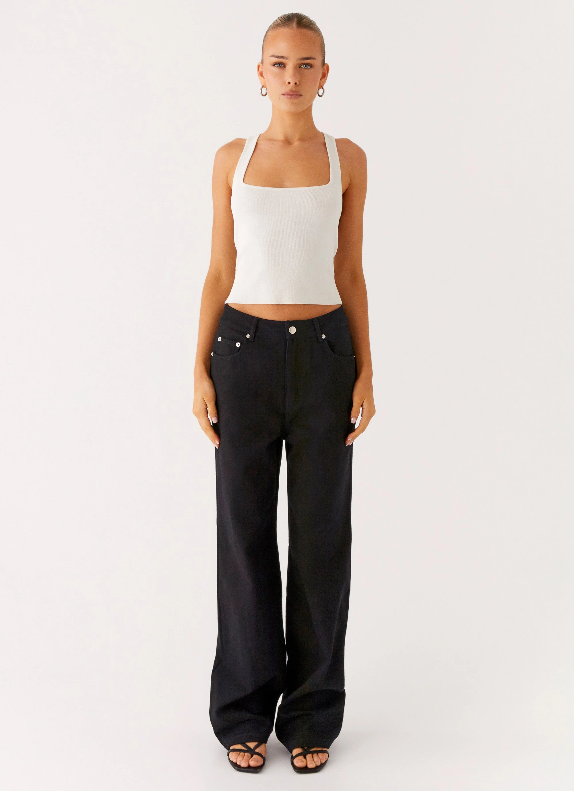 Music Event Smooth Casual Weekend Getaway Trend Setter Back Again Straight Leg Denim Jeans - Black