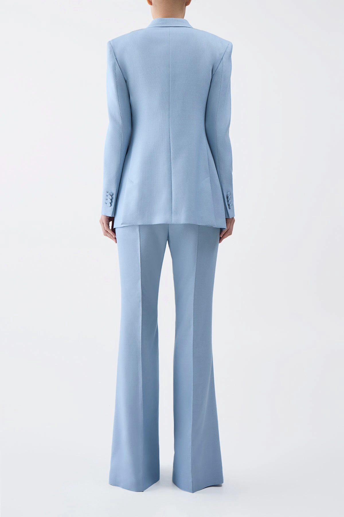 Tailored Basics Rhein Pant in Stone Blue Silk Virgin Wool