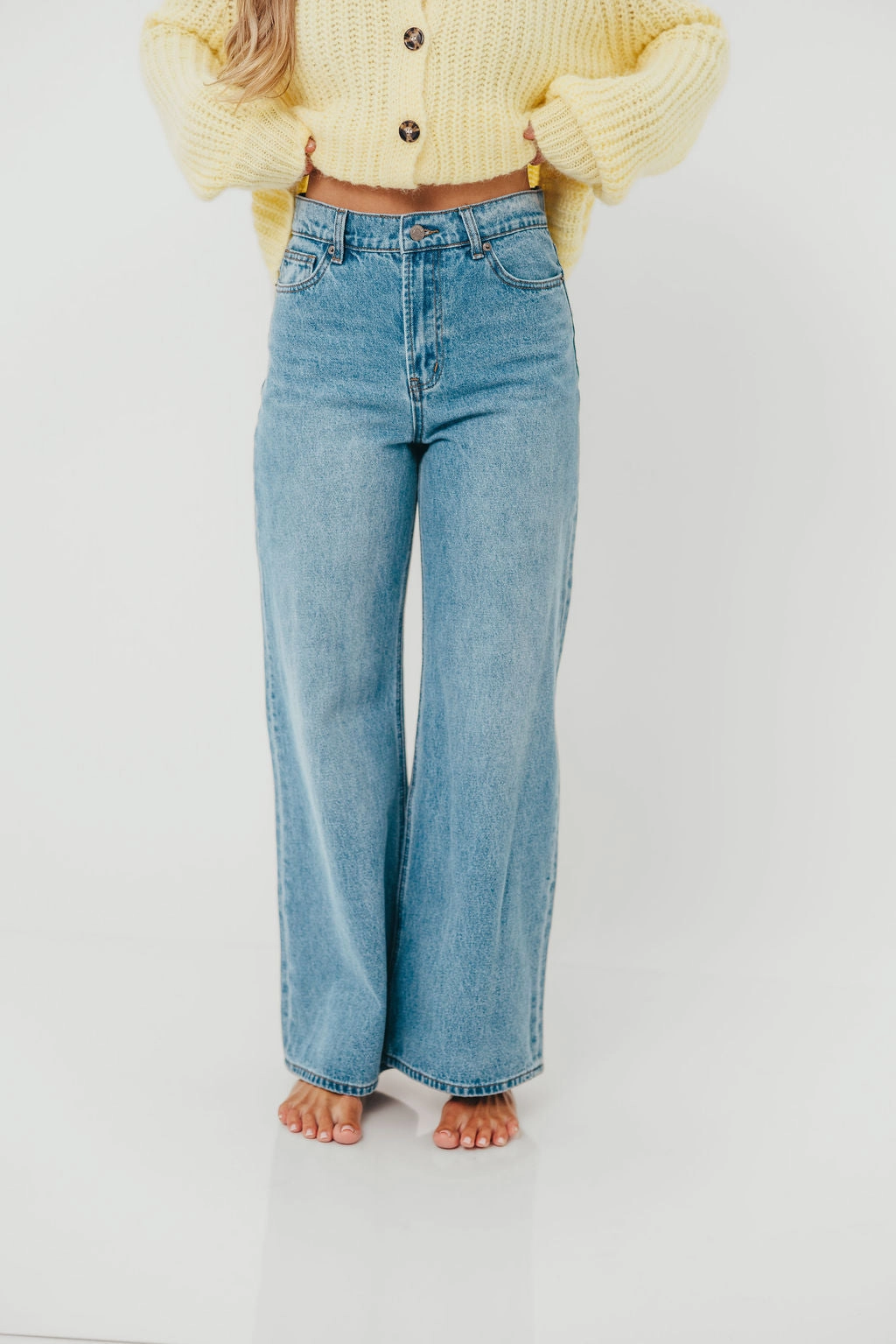 Aniston Woven Cotton Viscose Straight Leg Pants in Denim Active Appeal