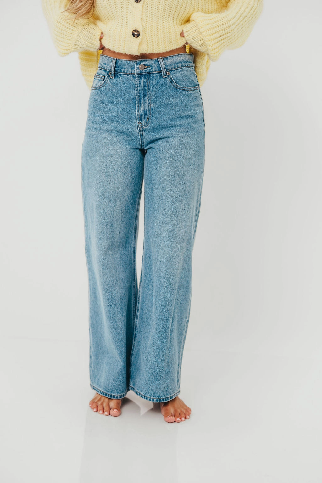 Aniston Woven Cotton Viscose Straight Leg Pants in Denim City Walk Weekend Warrior Daily Attire