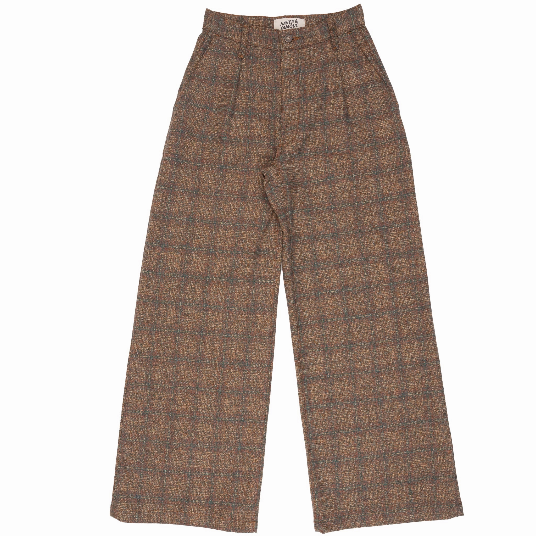 Wide Leg Trouser - Triple Yarn Twist Brushed Tweed - Desert Sunset Reinforced Belt Loops Hypoallergenic Material Composition