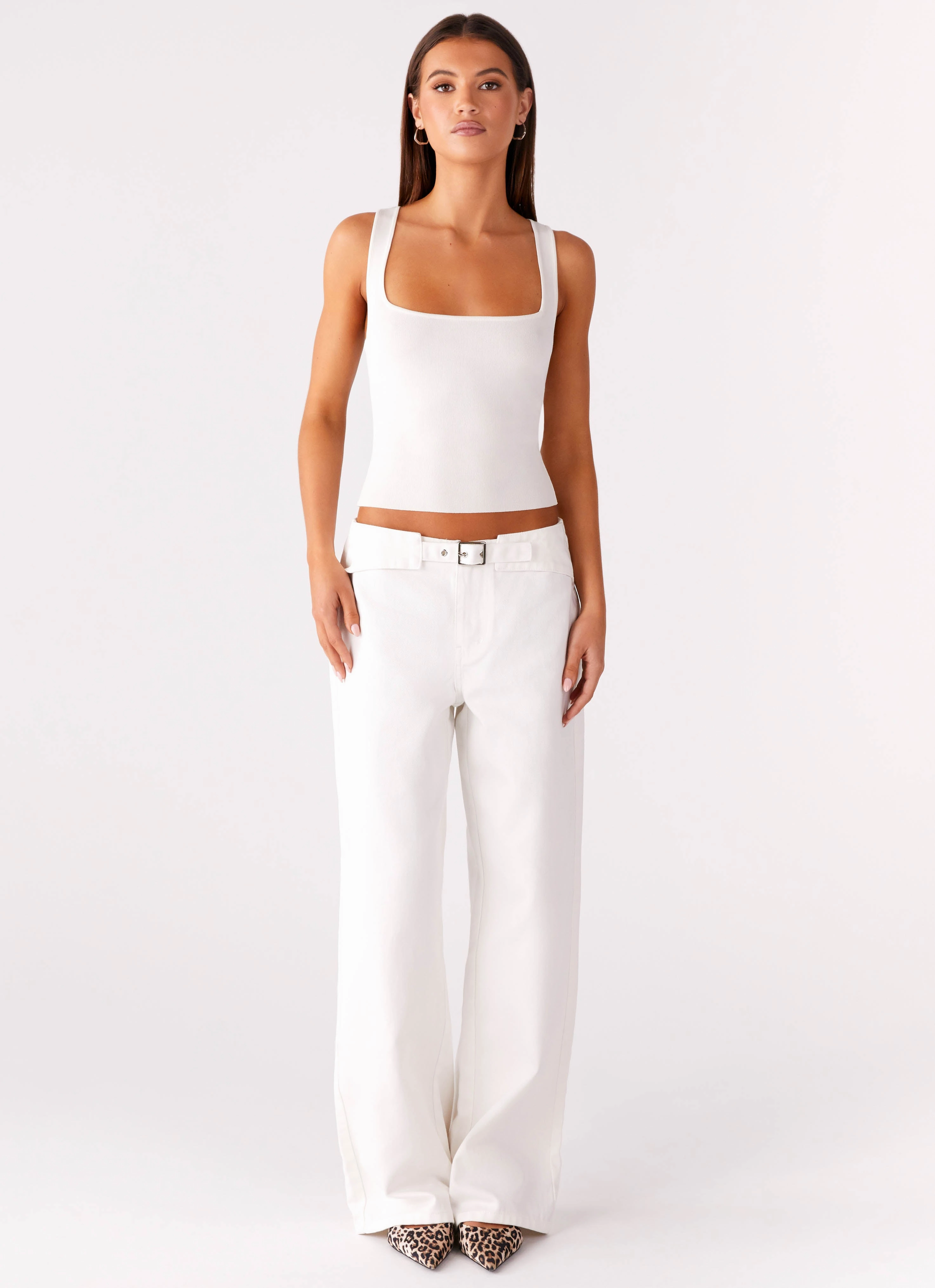 Texas Low Rise Jeans - White Formal Fashion Lover