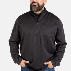 Men's 1/2 Zip Waffle Top - Black Layered Style Comfortable Wear