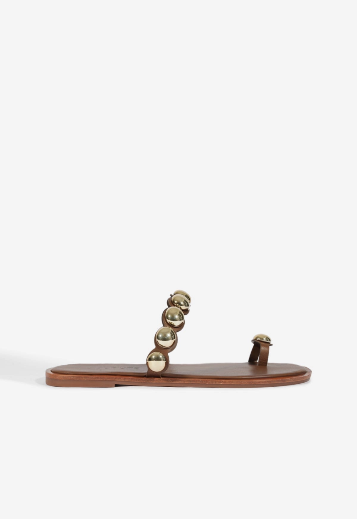 Romy Brown Leather Flat Sandal Flexible Flats