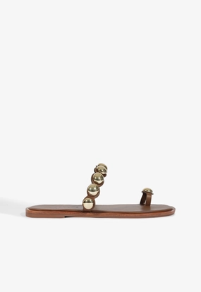 Practical And Stylish Footwear Romy Brown Leather Flat Sandal