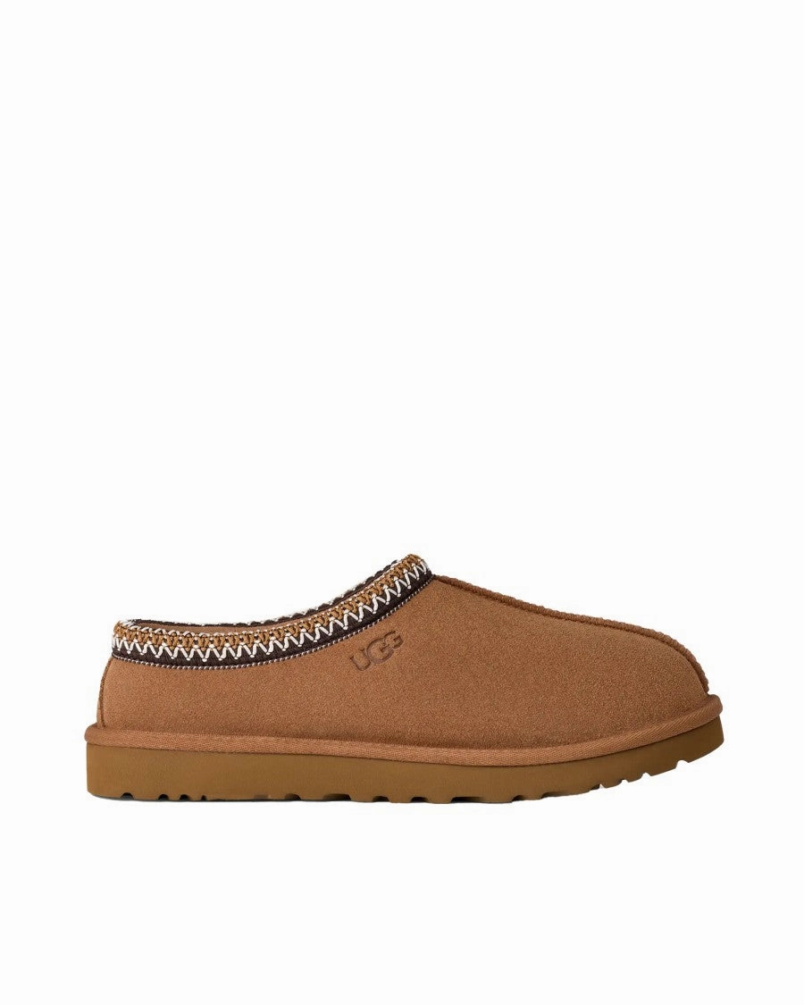 Contrast Stitching Slip-On Clog In Soft Suede With Sheepskin Lining