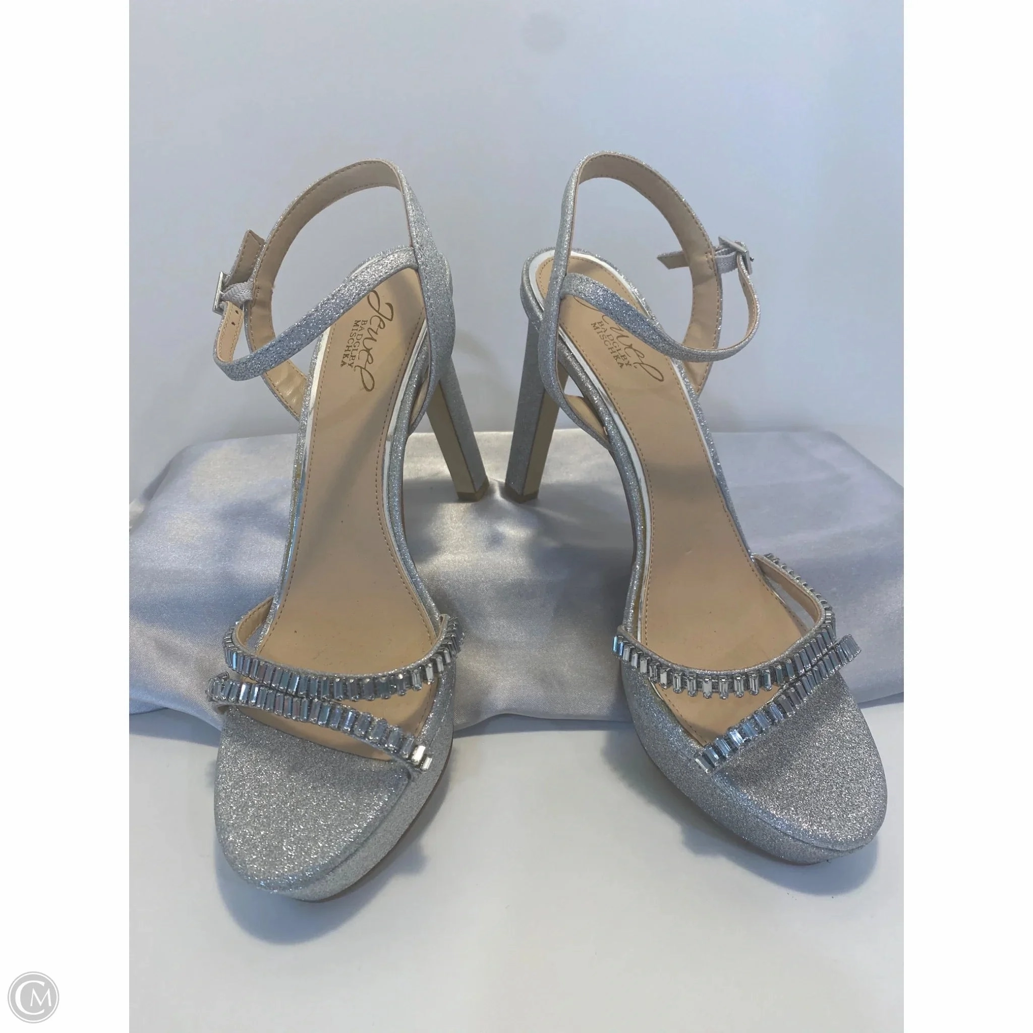 Shoes Heels Stiletto By Badgley Mischka In Silver, Size: 9 Formal Pumps Bold Heel Boots