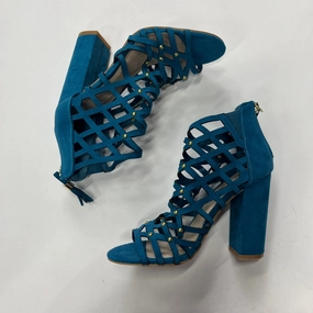 Comfortable Wedding Shoes Wedding Sandals Teal Shoes Heels Block Nicole By Nicole Miller, Size 6