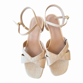 platform sandals Breathable Upper Shoes Heels Block By Stuart Weitzman In Tan, Size:7.5