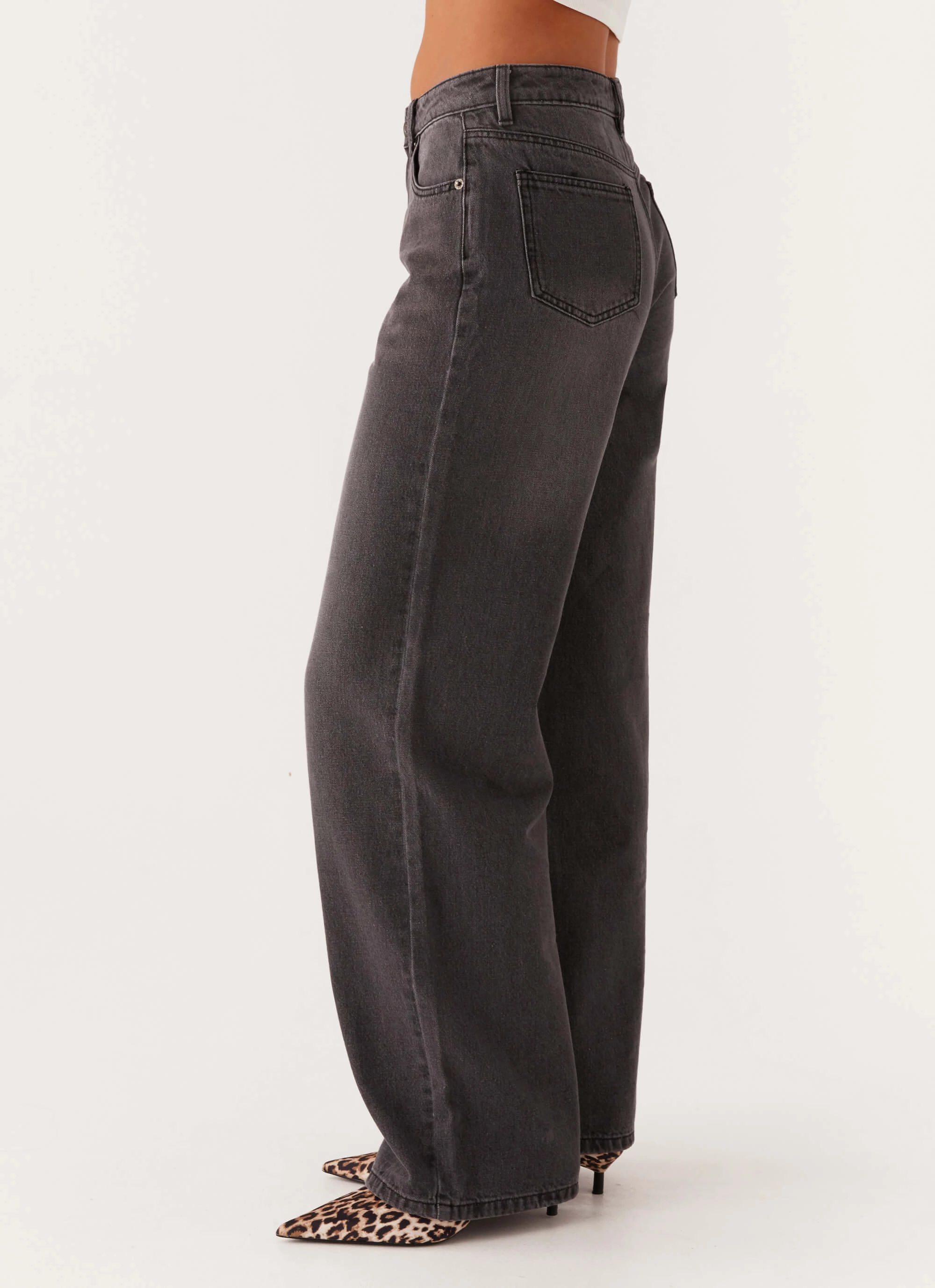 Base Comfort Keanna Low Rise Denim Jeans - Charcoal