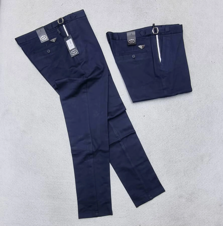 Prada Blue Straight Cut Men Pant Breathable Capri Layered Knit Construction