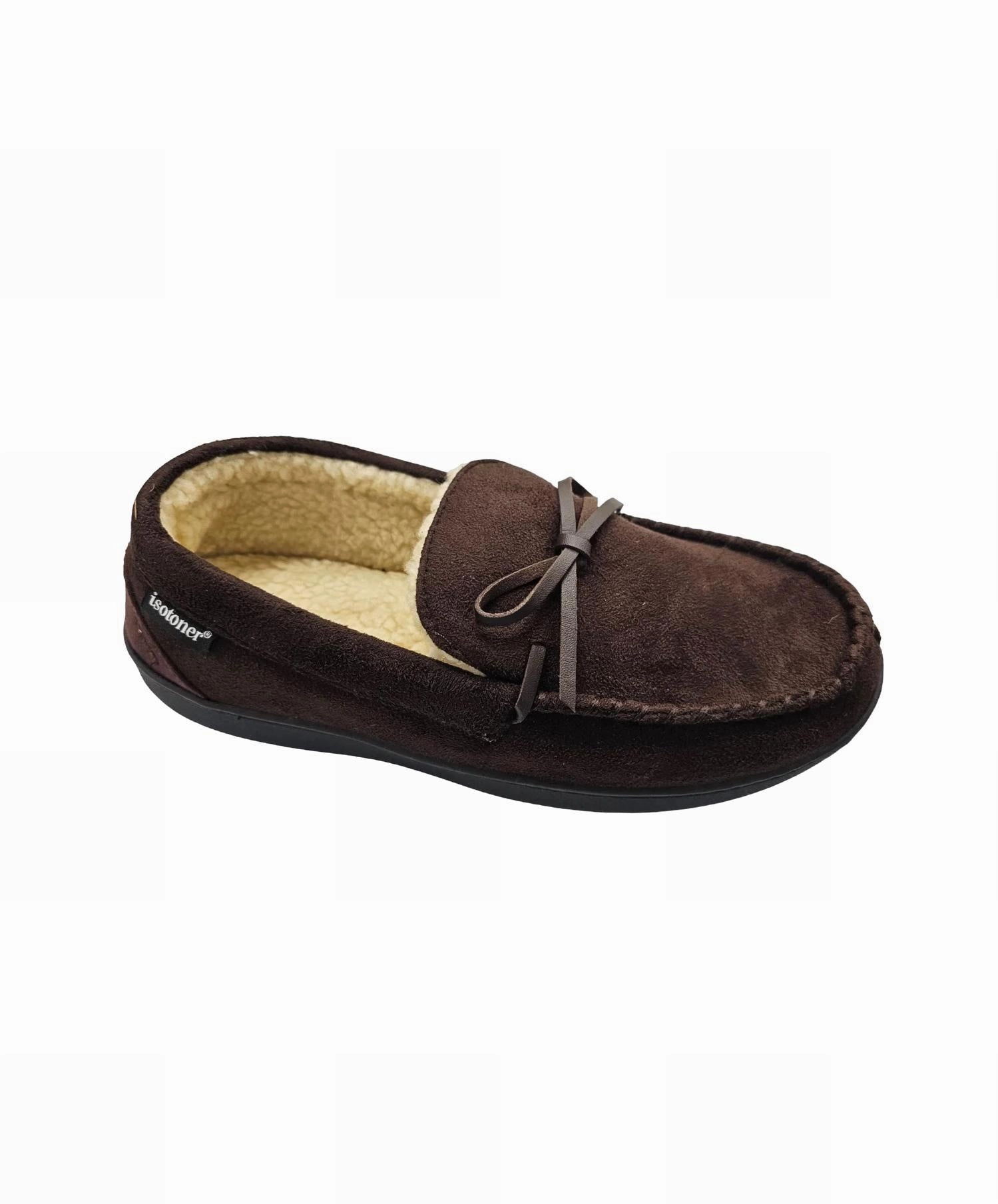 British Edge Comfort Path Men's Microsuede Nigel Moccasin Slipper In Dark Chocolate