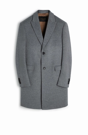 SUTTON LIGHT GRAY WOOL TOPCOAT Low Profile Logoing