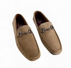 Foot Sure Men's Xander Driver Moccasin Shoes In Taupe
