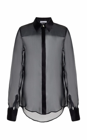 Horus Sheer Shirt in Black Silk Organza Soft Fabric
