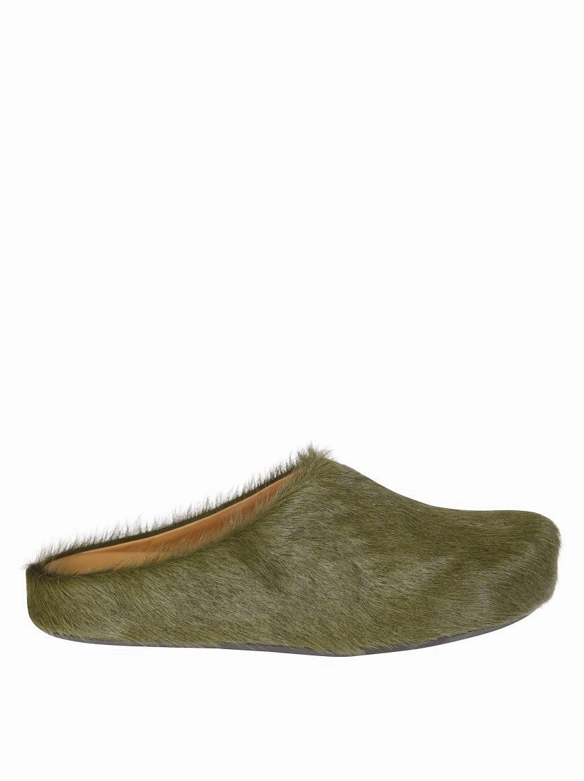 Slip Friendly Green Textured Slip-On Shoes With Rounded Toe