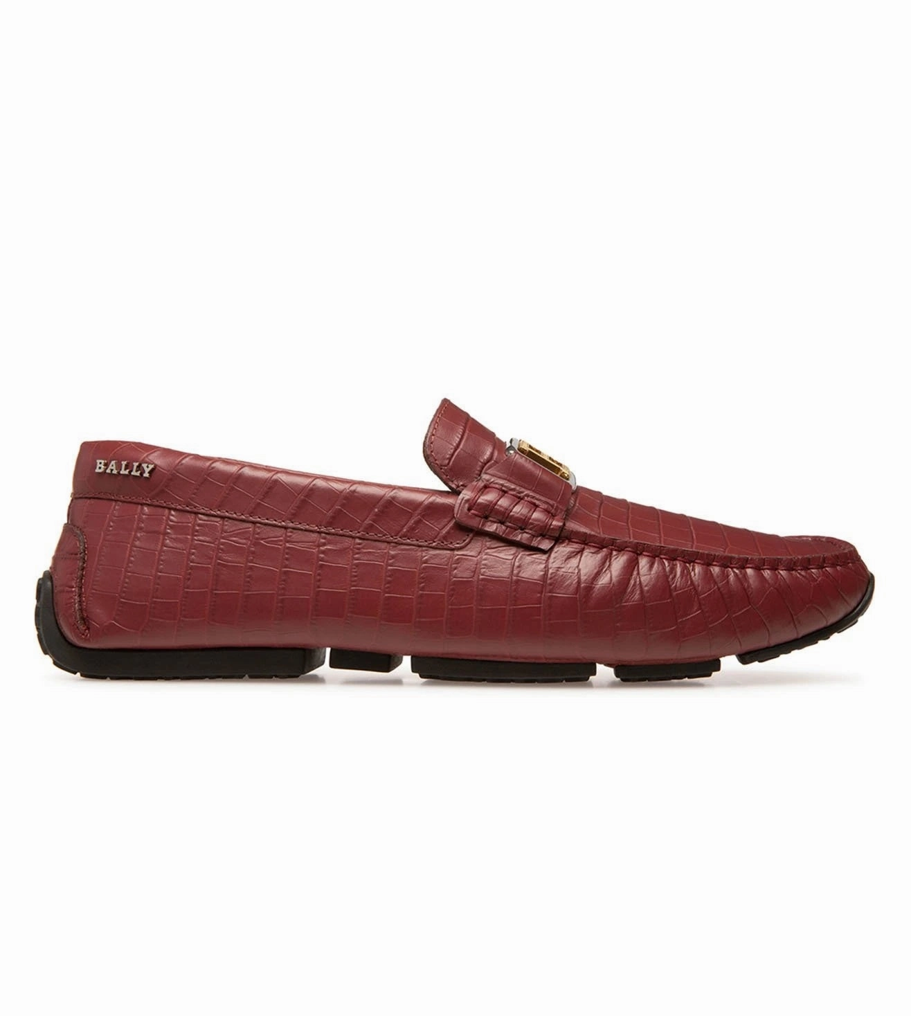 Bally Palan 6300826 Men's Heritage Red Calf Embossed Leather Loafers Hook And Loop True Steps