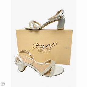 Metallic Stilettos Bold Detail Shoes Heels Block By Badgley Mischka In Ivory, Size: 7.5
