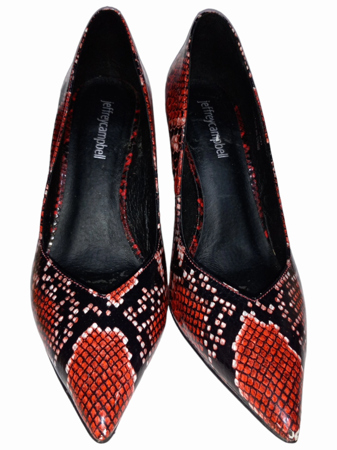 Comfy Pumps Snakeskin Print Shoes Heels Stiletto Jeffery Campbell, Size 7.5
