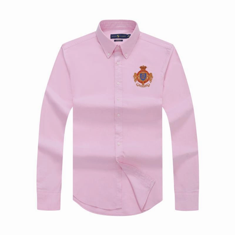 Thermoregulating Fabric Thermal regulation PRL Oxford Pink Logo Crest Cotton Long Sleeve Shirt