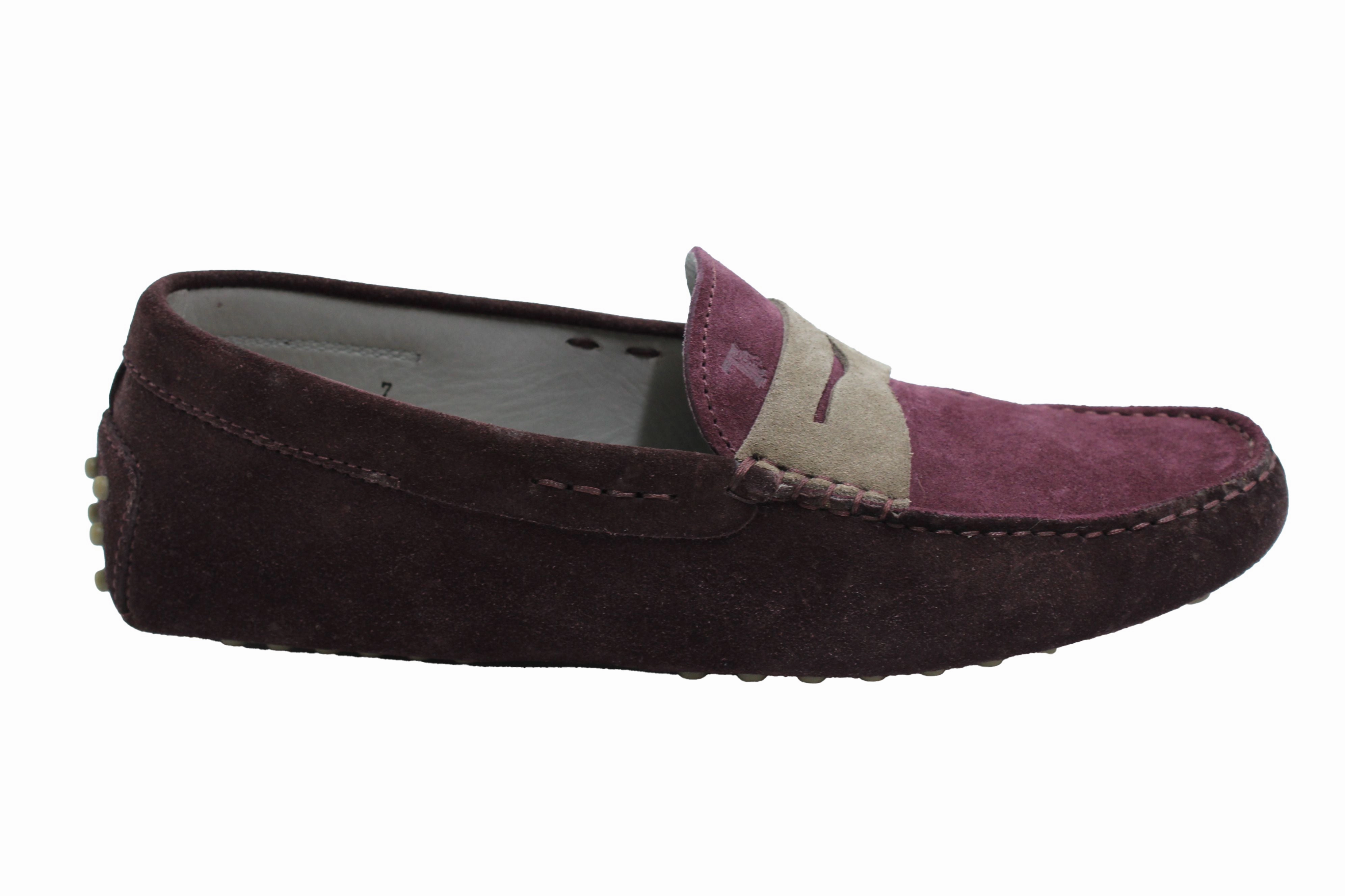 Step Hold Soft Guard Tod's Gommino Penny Driving Shoes in Purple Suede