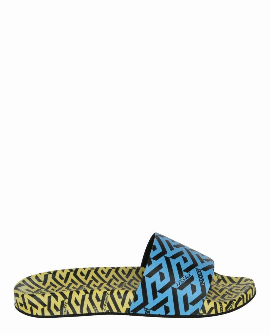 Greca Print Slides Resort Style Fresh Air