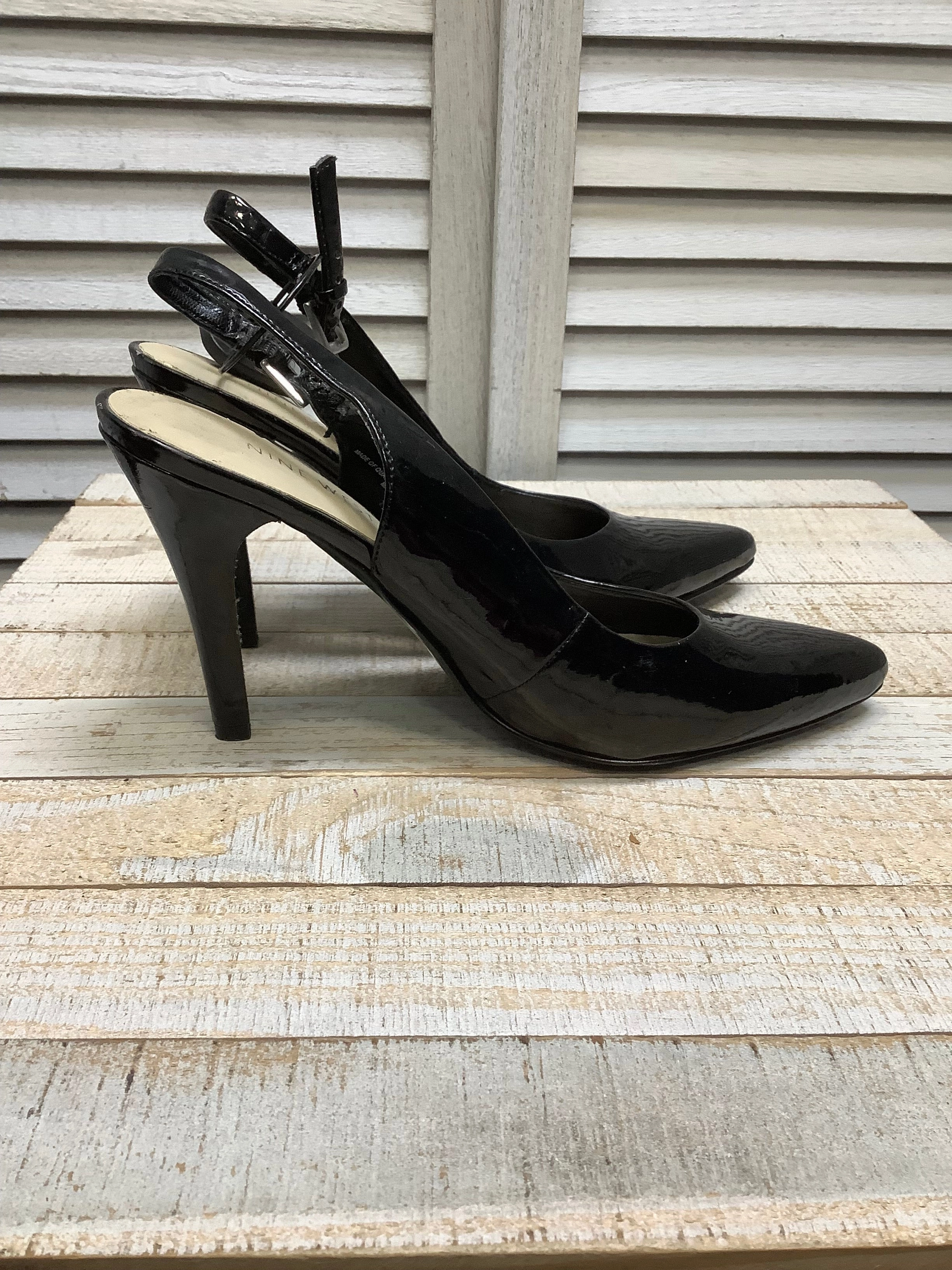 Black Shoes Heels Stiletto Nine West, Size 7.5 Statement style Smooth Finish